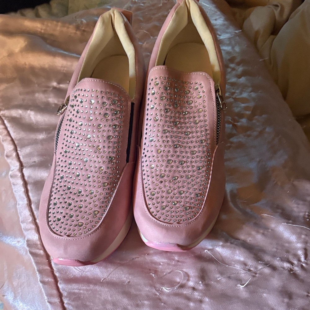 Elegant Pink Studded Women's Sneakers